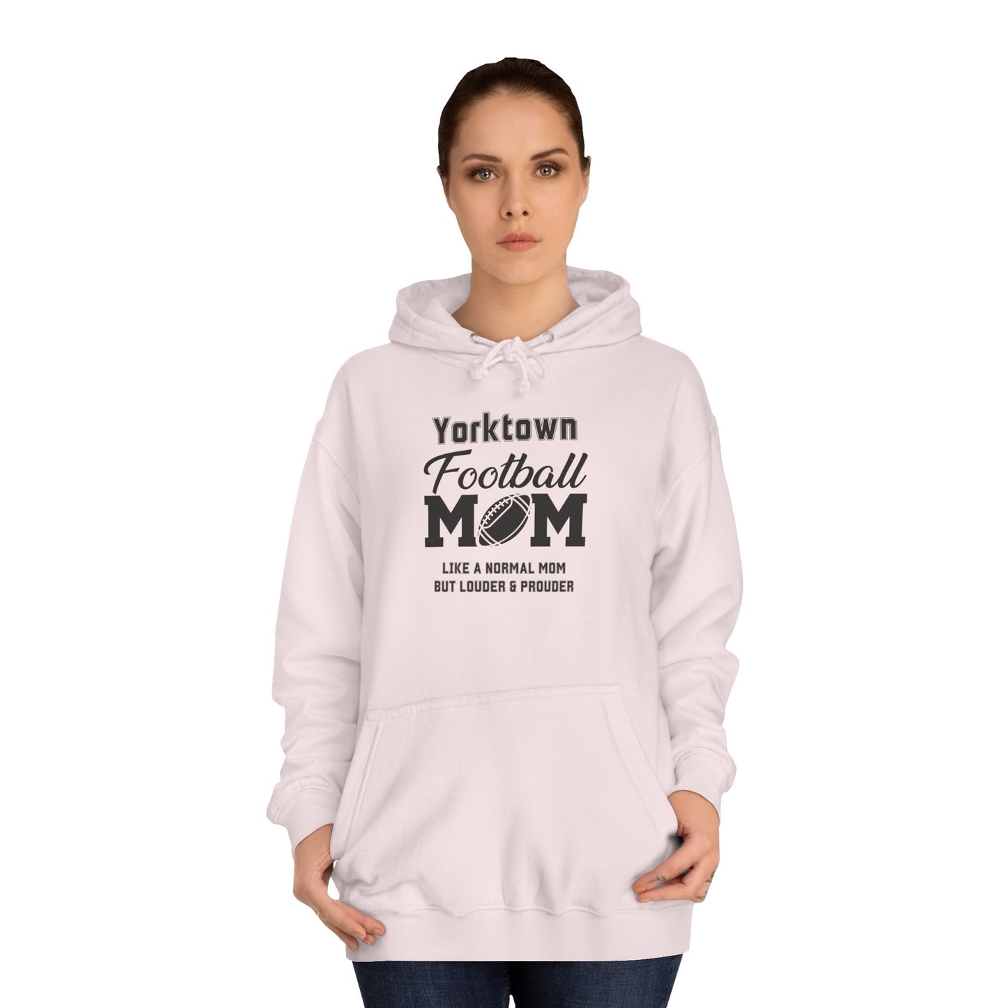 Yorktown Football Mom Unisex Hoodie, Perfect for Game Day, Gift for Sports Moms, College Spirit Wear, Cozy Athletic Sweatshirt